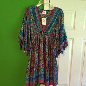 Silk Bohemian Blue Paisley Dress